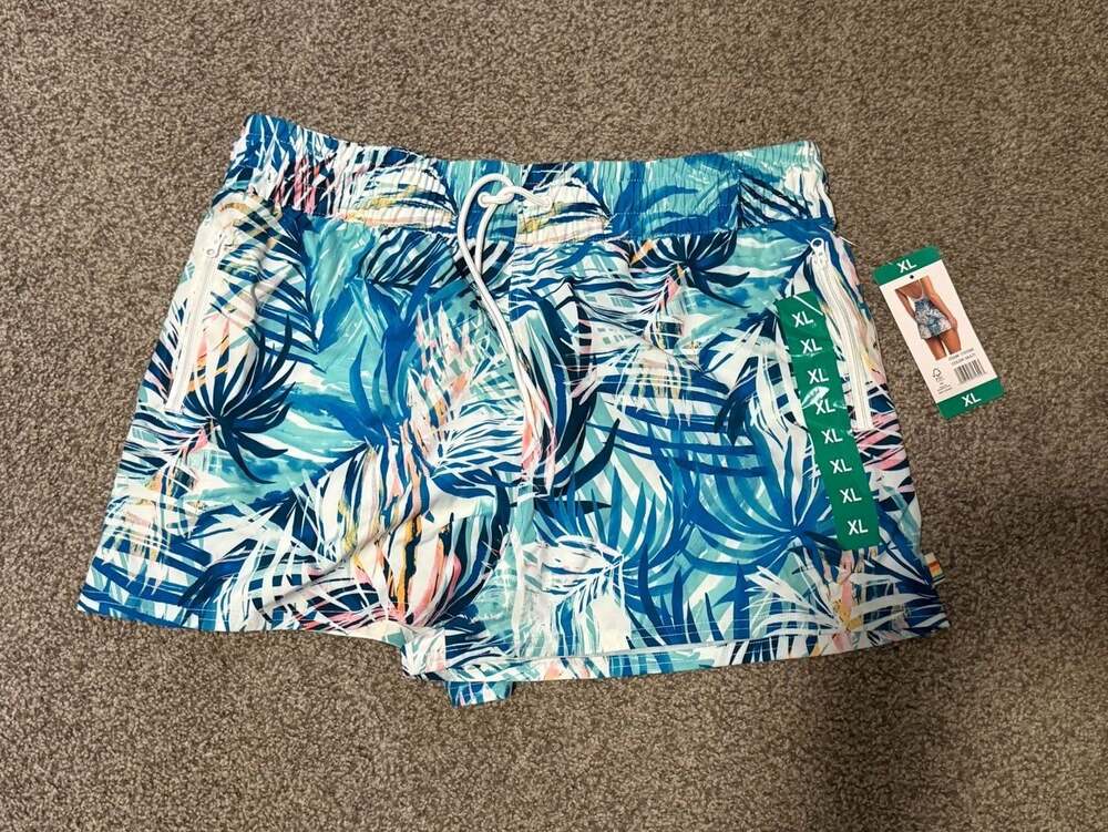 Ocean Pacific Women's Tropical Print Board Shorts with Zipper Pockets